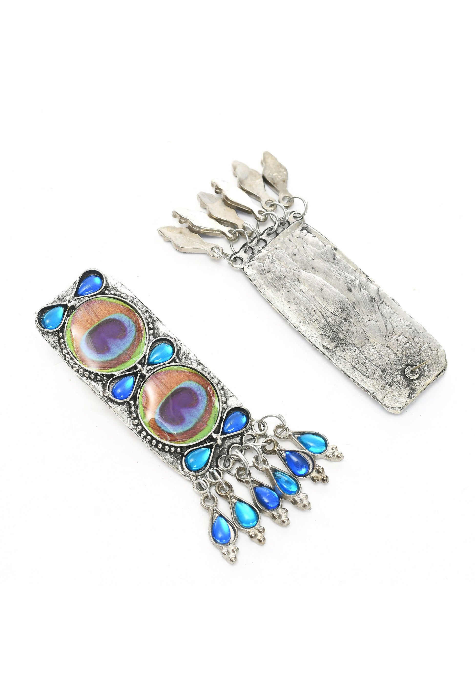 Mominos Fashion Johar Kamal Oxidised Silver-Plated Brass Finish Peacock Wings Choker For Women | Swadesiicart