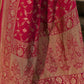 Joban Fashion Hot Pink Crepe Chiffon Banarasi Pure Handloom Banarasi Silk Saree | Swadesiicart