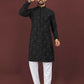Anaita Black Embroidered Silk Straight Kurta