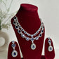 Royal Blue American Diamond Two Layer Elegent Necklace Set With Earrings By House of Ree - Swadesiicart