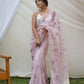 Vamsee Ishaq Baby Pink Organza Saree - Swadesiicart