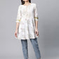 Ahalyaa Women Off White Pure Cotton Floral Printed Tunic | Swadesiicart
