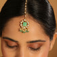 Nuyug 22K Gold-Plated Kundan & Green Stone Embellished Maang Tikka Head Jewellery | Swadesiicart