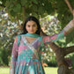 Jyoti Fashion Women's Sky Blue Russian Silk Digital Print with Embroidered Anarkali Dress with Dupatta | Swadesiicart
