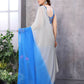 Partywear Designer White & Sky blue Georgette Fancy Saree - Satrangi | Swadesiicart