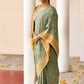 Joban Fashion Grass Green Crepe Chiffon Pure Handloom Banarasi Silk Saree | Swadesiicart