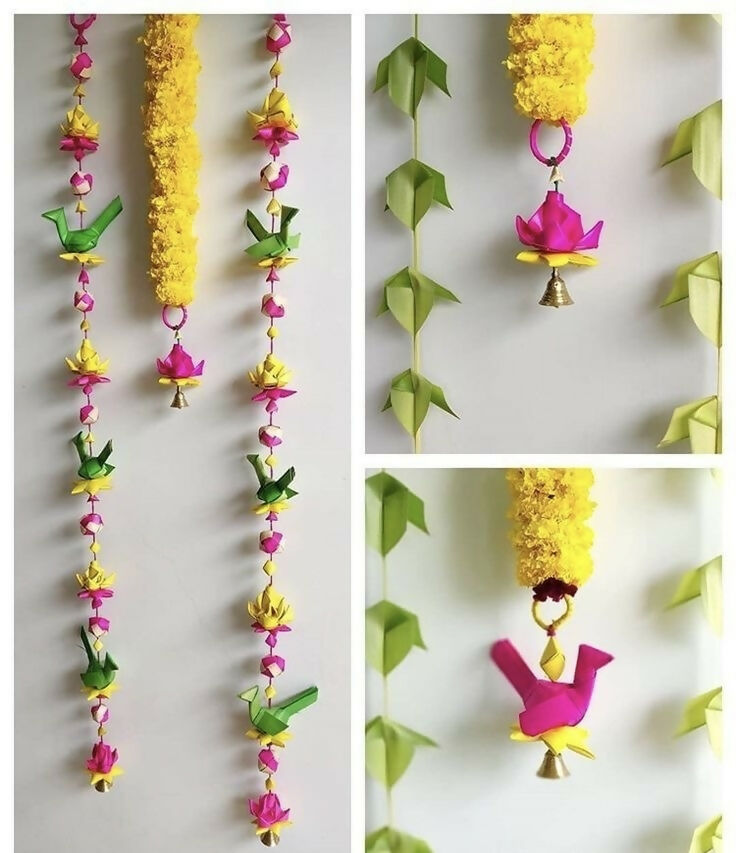 Shuddh Natural Hand Made Palm Leaf Fish & Lotus Hanging | Swadesiicart