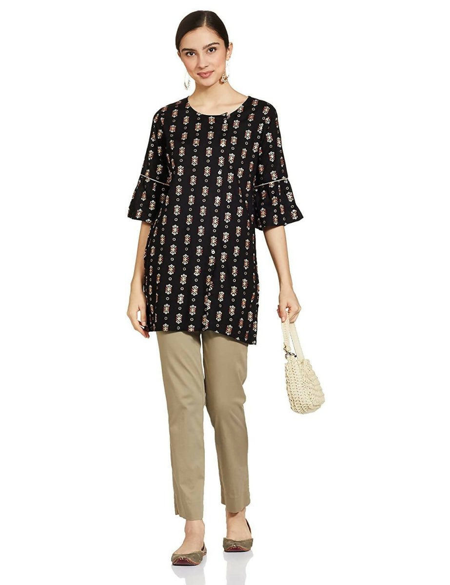 Anubhutee Women's Black Straight Kurti | Swadesiicart
