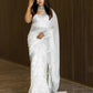 DEIANA'S Beautiful Designer Golden zari Soft Cotton Saree - White - Swadesiicart