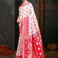 Shree Shyam Fashion Devistuti Red White Linen Cotton Saree