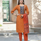 BulBul Aaliya Rust Cotton Kurta Set with Dupatta - Swadesiicart