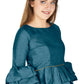 Aastha Fashion Women's Teal Art Silk Bell Sleeves attire with Poly Cotton Lining Blouse