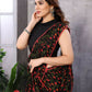Partywear Designer Black & Red Georgette Fancy Saree - Satrangi | Swadesiicart