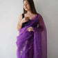 Vamsee Wine Organza Saree - Swadesiicart
