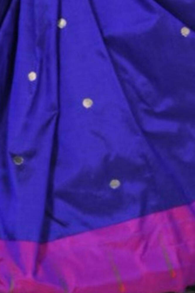 Very Much Indian Handloom Pure Silk Dark Violet Muniya Border Paithani | Swadesiicart