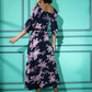 Blue Crepe Floral Printed Top with Matching Skirt - Shivani