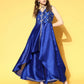 Ahalyaa Women Royal Blue Colour Poly Silk Printed Kurta Palazzo Set | Swadesiicart
