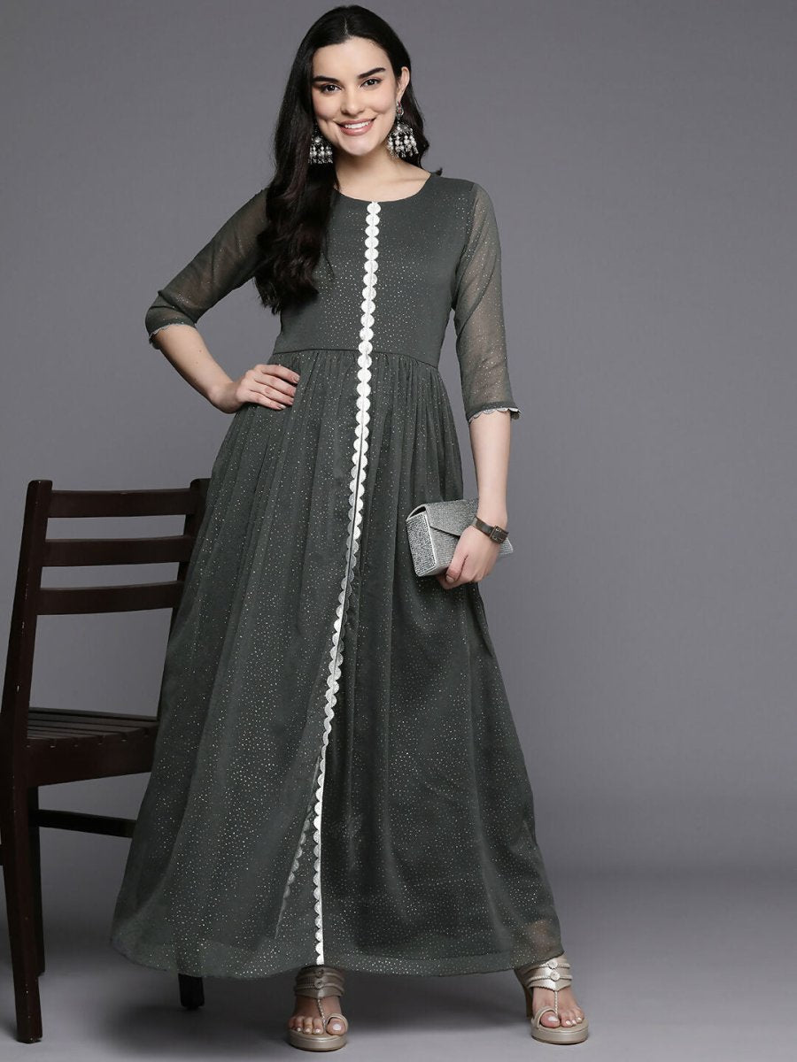 Ahalyaa Women's Traditional wear Kurta Set - Grey | Swadesiicart