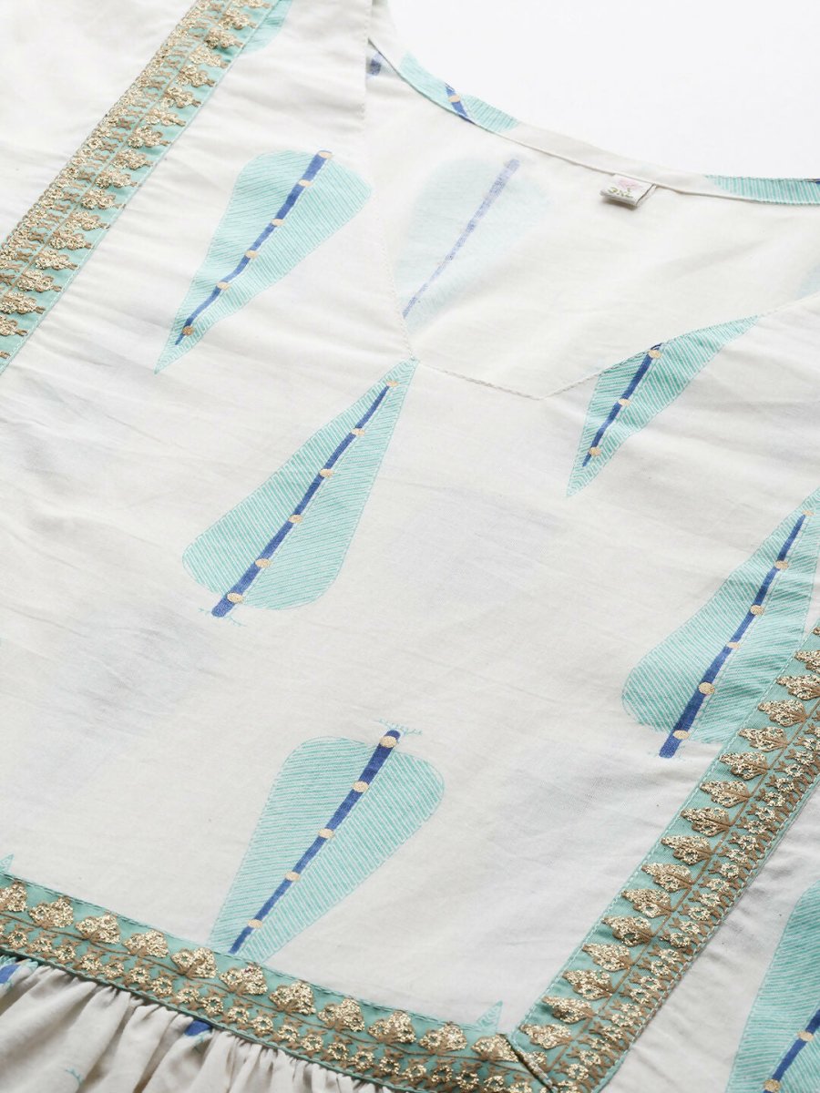 Ahalyaa Women's Traditional wear Co-ords - Off White - Swadesiicart