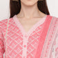 NOZ2TOZ Women Light Pink Cotton Kurta With Palazzo & Dupatta (3Pcs Set) - Swadesiicart