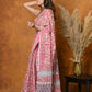 Very Much Indian Pure Cotton Handblock Printed Saree - Light Pink | Swadesiicart