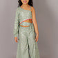 Lil Drama Fusion Fair Girls Green Crop Top With Palazzo Co-Ordinate Set - Swadesiicart