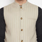 Even Apparels Beige Linen Blend Men Woven Nehru Jacket | Swadesiicart