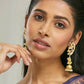 Nuyug 22K Gold-Plated Elegant Kundan Stone Studded & Pearl Drops Mini Jhumki Dangler Earrings | Swadesiicart