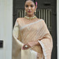 Vishnu Weaves Women's Chiku Premium Tussar Silk Saree with Blouse - Swadesiicart