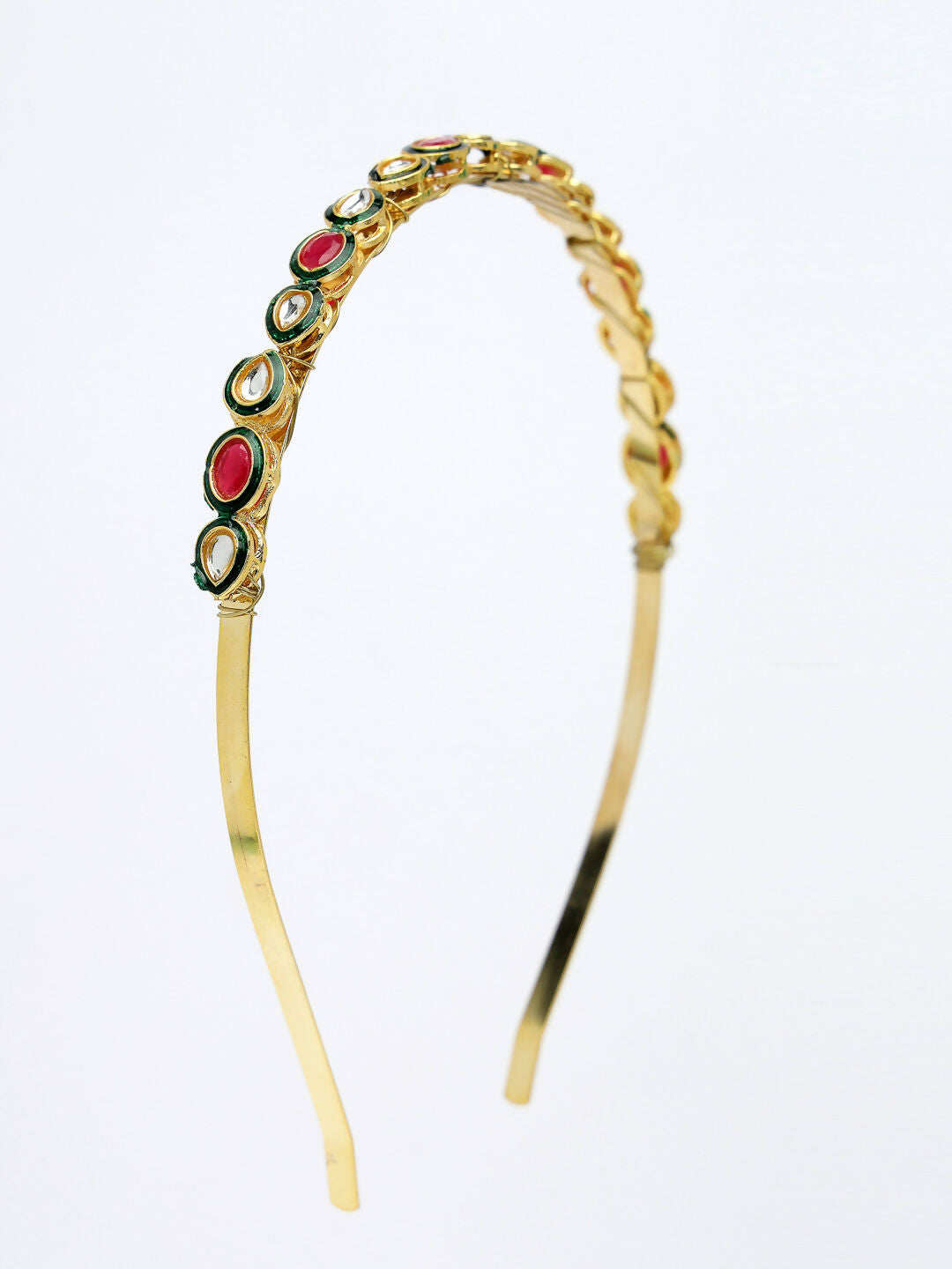 NVR Women's Multi colour Kundan Gold-Polished Embellished Hairband - Swadesiicart