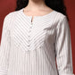 Anouk Striped Notch Neck Pure Cotton Straight Kurta - Swadesiicart