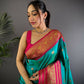 Joban Fashion Banarasi Turquoise Woven Soft Silk Saree | Swadesiicart