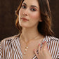 Beaded Pearl Drop One-Sided Layered Necklace - Ruby Raang