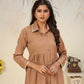 Jyoti Fashion Women's Beige Rinkal Cotton Plain with Side Pocket Kurtis & Sets | Swadesiicart