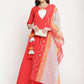 Ahalyaa Wome's Red Crepe Solid Kurta With Dupatta | Swadesiicart
