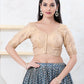 Joban Fashion Light-Gold Shimmer Elbow Sleeveless Front Open Blouse - Swadesiicart