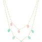 Beaded Green and Pink Motif Necklace - Ruby Raang