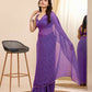 Purple Georgette Designer Printed Ready To Wear Saree - Ibiza | Swadesiicart