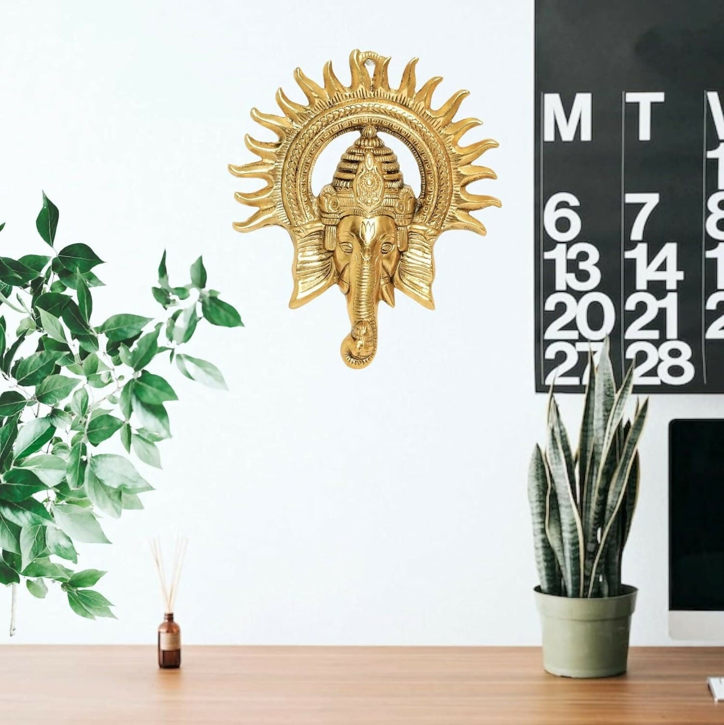 KridayKraft Metal Ganesha ji Statue, Ganpati Wall Hanging Sculpture Lord Ganesh Idol - Swadesiicart