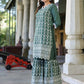 Juniper Women's Green Chinnon Embroidered Kurta Garara Set | Swadesiicart
