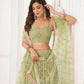 Aastha Fashion Pista Green Butterfly Net Tone To Tone Thread Work, Sequence Work And Original Mirror Work Embroidery Wedding Wear Lehenga Choli