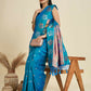 Vishnu Weaves Women's Firozi Banarasi Silk Zari Woven Saree with Blouse - Swadesiicart