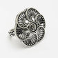 NVR Women's Silver-Toned Floral Shape Adjustable Finger Ring | Swadesiicart