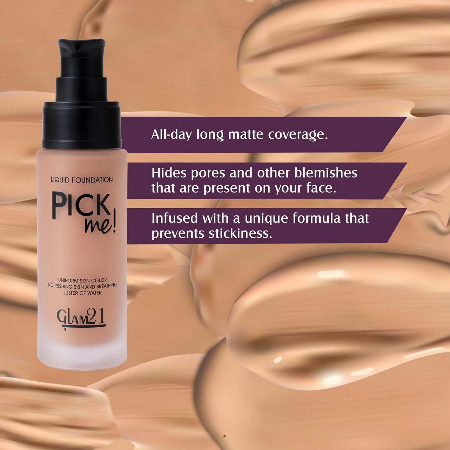 Glam21 Pick Me Matte Foundation - Amber - Swadesiicart