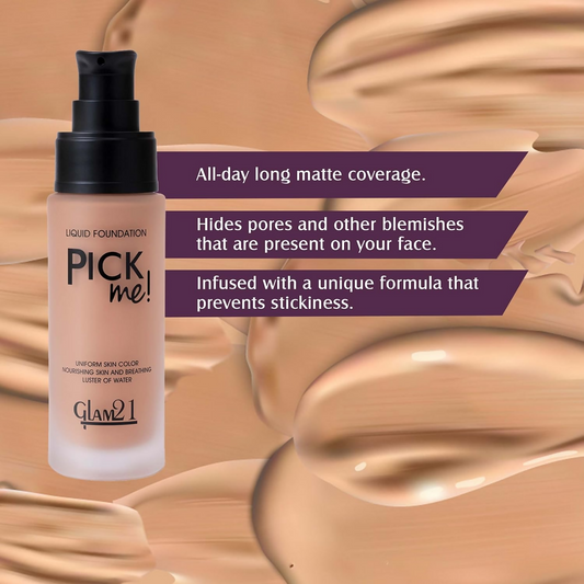 Glam21 Pick Me Matte Foundation - Amber - Swadesiicart