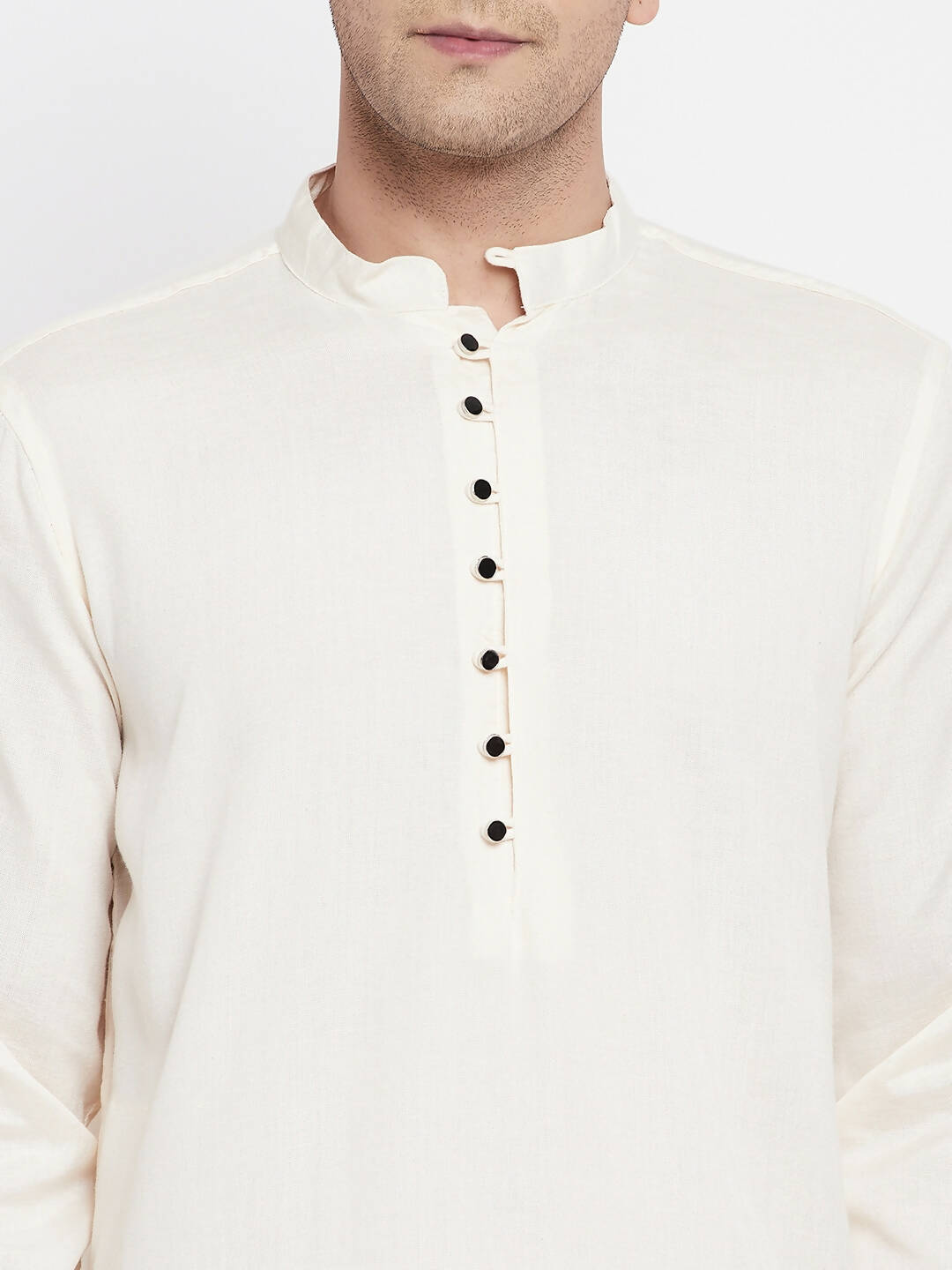 Even Apparels Cream Rayon Men's Kurta With Band Collar | Swadesiicart