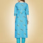 Jyoti Fashion Women's Sky Blue Viscose Rayon Embroidered Kurta Pant Set | Swadesiicart