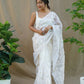 Vamsee Amisha White Organza Saree - Swadesiicart