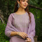 Janasya Lavender Silk Blend Solid Kurta,Bottom & Dupatta | Swadesiicart