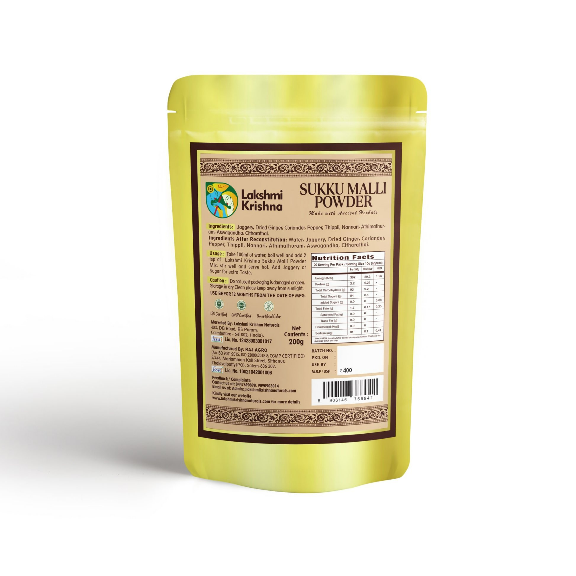 Lakshmi Krishna Naturals Sukku Malli Powder | Swadesiicart